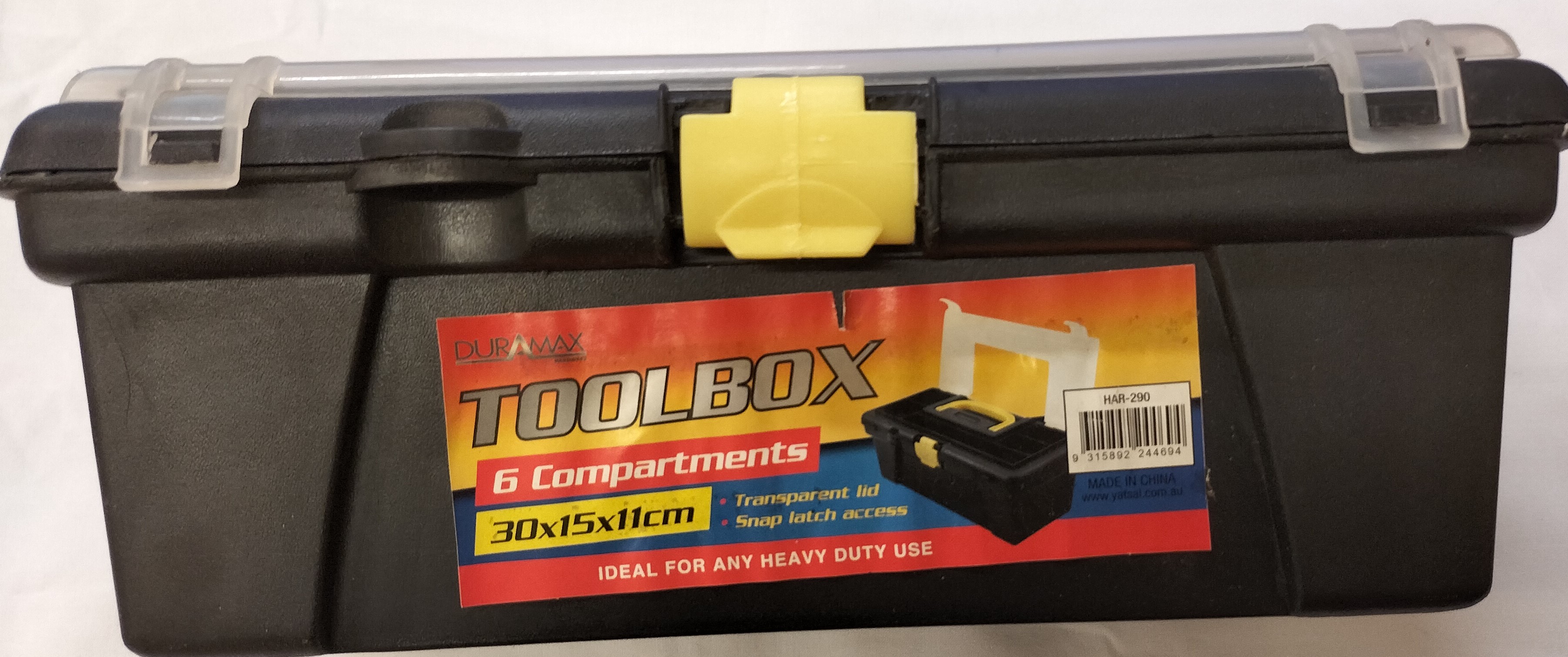 Plastic Toolbox Black 30x15cm